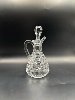 Fostoria American Clear Glass Cruet for Oil or Vinegar with Stopper Vintage